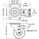 80mm Braked Swivel Castor with Rubber Blue Wheel