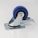 80mm Braked Swivel Castor with Rubber Blue Wheel