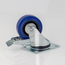 Penn Elcom 80mm Braked Swivel Castor with Rubber Blue Wheel