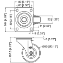 80mm Swivel Castor with Rubber Blue Wheel