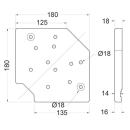 Universal 3-Way Castor Plate for 100mm Blue Wheel Castors